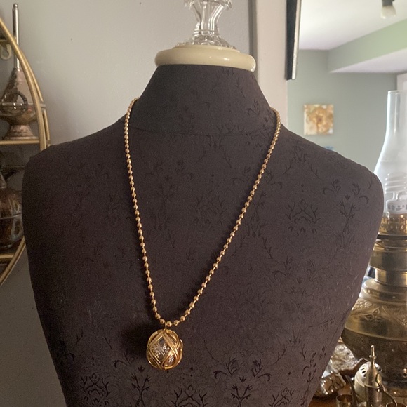 CHRISTIAN DIOR Necklace CD Logo Double Pendant Sphere Gold Chain - Picture 12 of 17